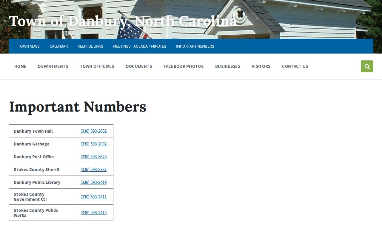 Stokes County Town of Danbury official law-enforcement routing page