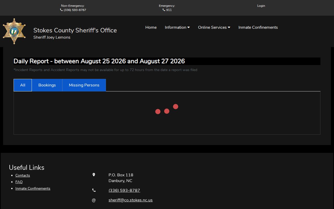 Stokes County Citizen Connect multi-day booking report